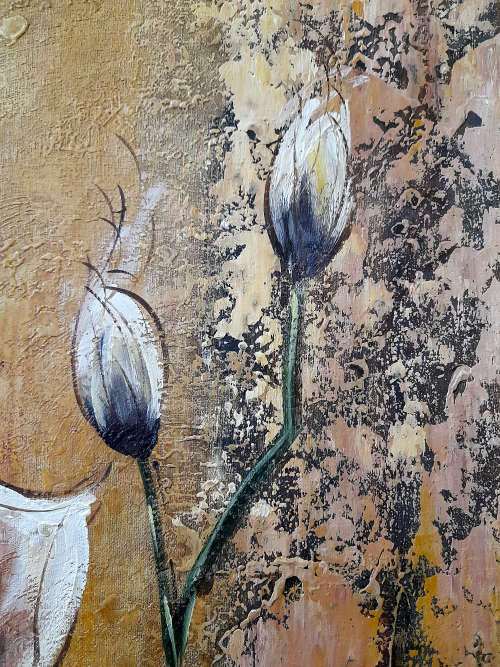 framed floral oil painting study of a rose