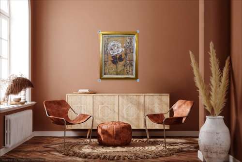 framed floral oil painting study of a rose