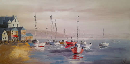 art sale - oil painting - boats