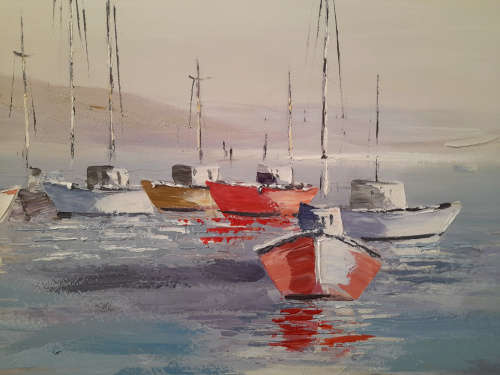 art sale - oil painting - boats