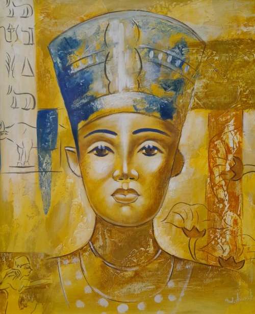 oil painting - egyptian queen nefertiti