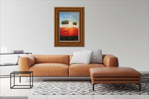 modern landscape with trees oil painting