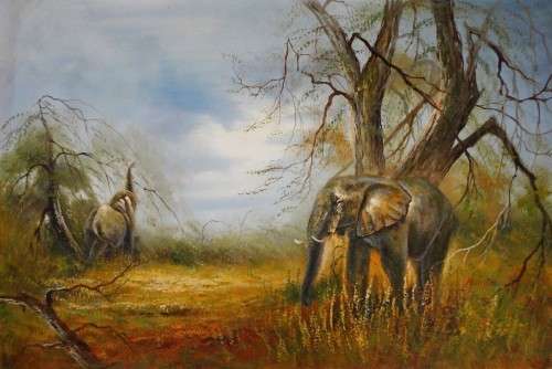 elephant oil painting