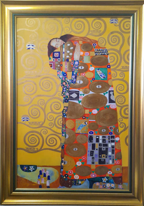 after gustav klimt, the embrace  oil painting