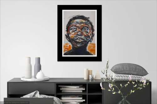 on promotion - African Portrait  - mixed media painting