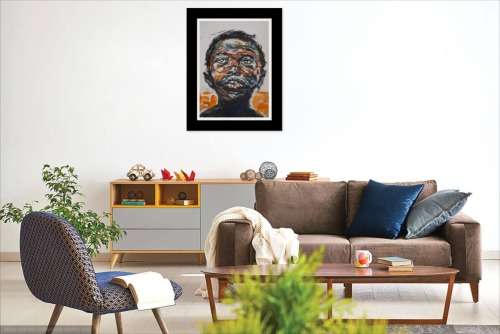 on promotion - African Portrait  - mixed media painting