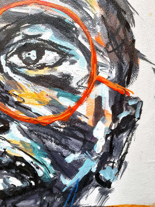 on promotion - African Portrait  - mixed media painting
