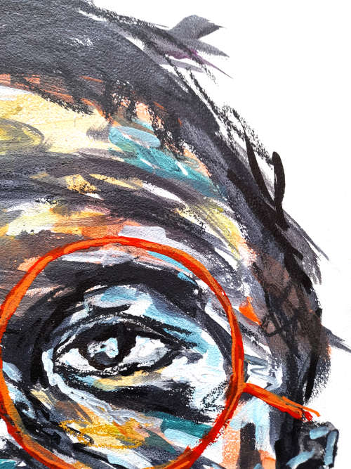 on promotion - African Portrait  - mixed media painting