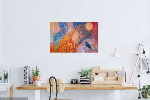 peter botha - hyena and maasai oil painting