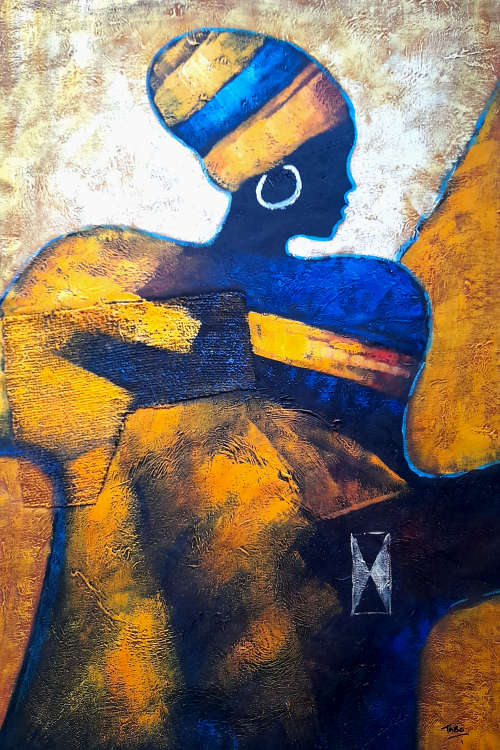 african portrait  oil painting