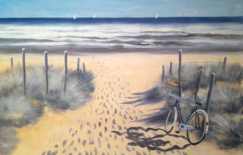 sea & beach view with bicycle