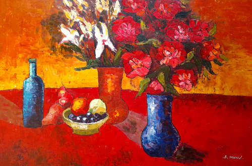 floral still life study oil painting