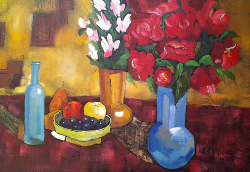 floral still life study oil painting