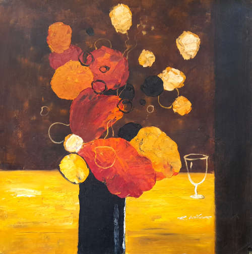 oil painting modern floral study
