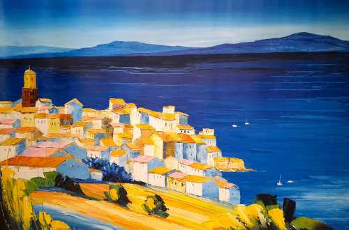 Mediterranean Village oil painting