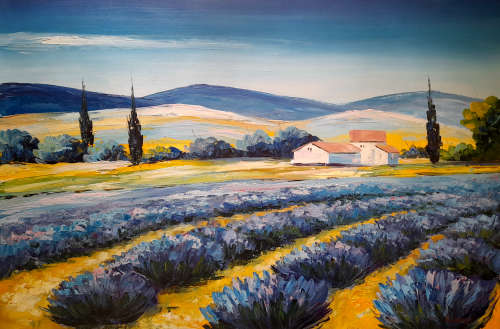 lavender fields landscape Oil Painting