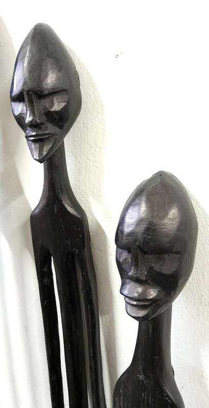 5 pcs male & female african wood figures