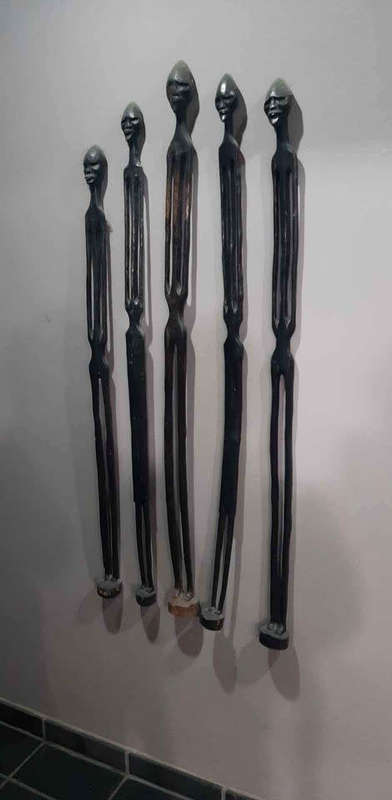 5 pcs male & female african wood figures