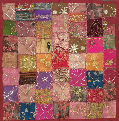 vintage indian hand embroidered fabric wall hanging / throw