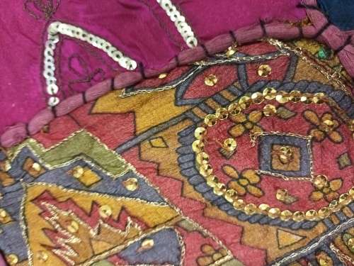 vintage indian hand embroidered fabric wall hanging / throw
