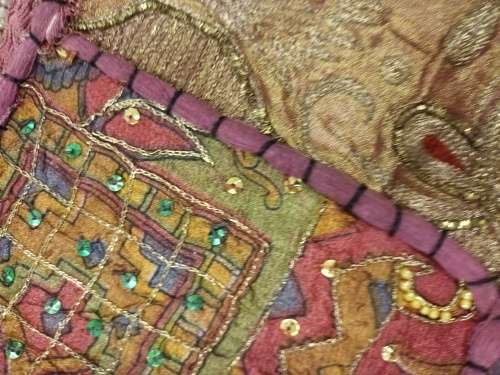 vintage indian hand embroidered fabric wall hanging / throw