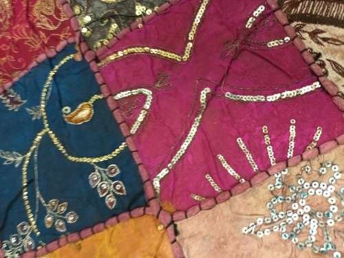 vintage indian hand embroidered fabric wall hanging / throw
