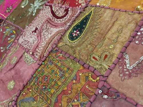 vintage indian hand embroidered fabric wall hanging / throw