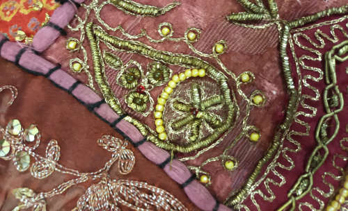 vintage indian hand embroidered wall hanging / throw