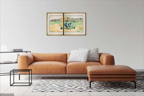 ulrich schwanecke farm landscape diptych painting