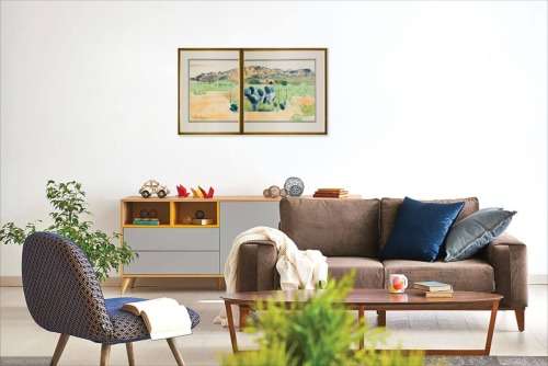 ulrich schwanecke farm landscape diptych painting