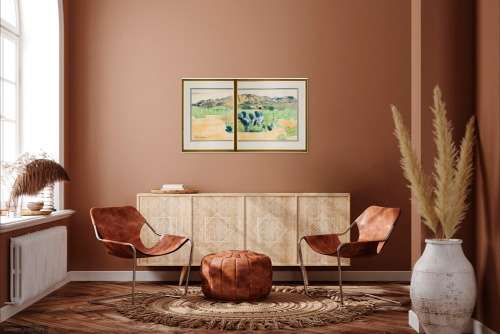 ulrich schwanecke farm landscape diptych painting