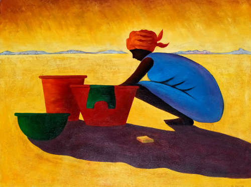 large african themed oil painting GALLERY RETAIL R16 800