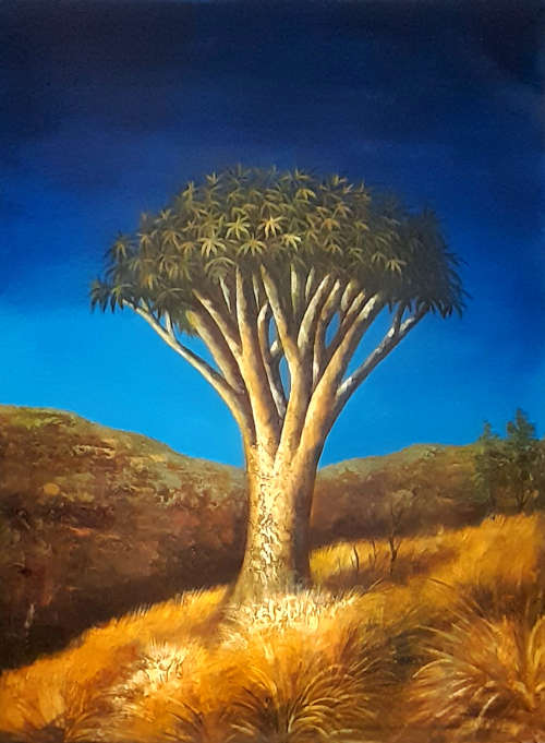 large african tree study oil painting