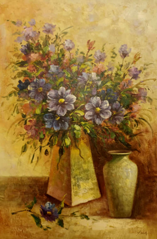 floral still life study oil painting