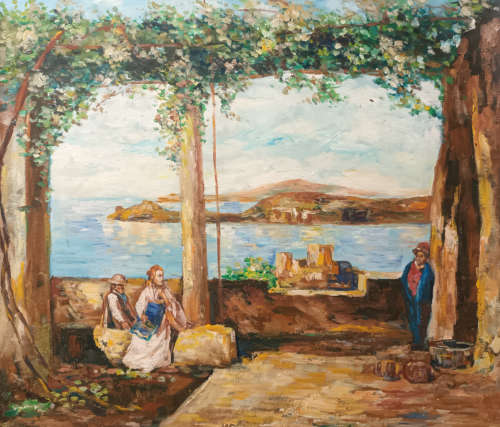 early settlers oil painting
