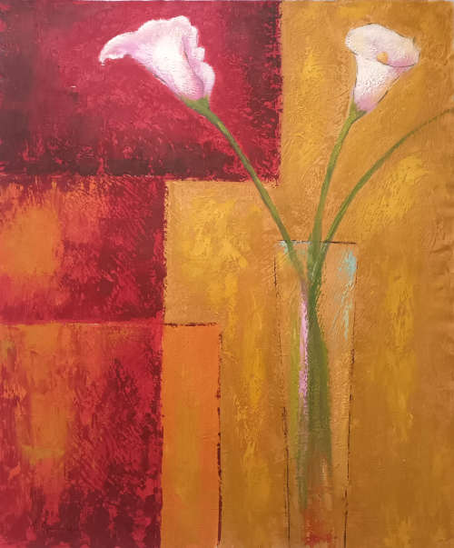 tulips in a vase oil painting