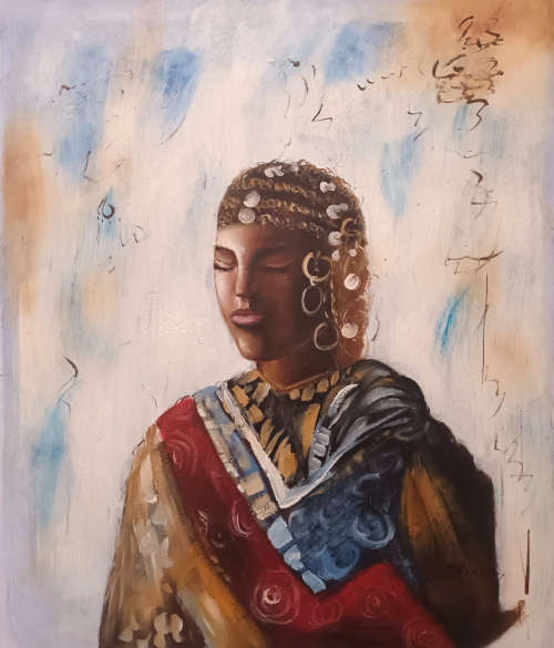 african tribal portrait oil painting