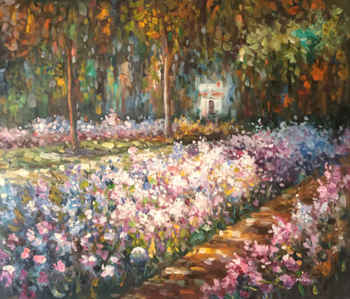 floral gardens oil painting