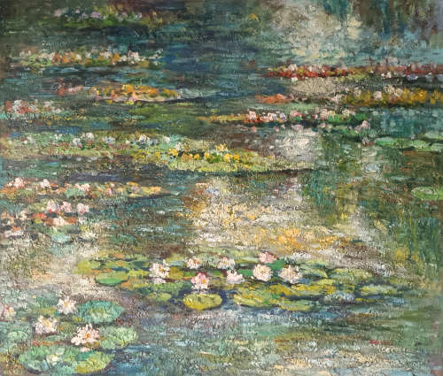 lily pond floral oil painting