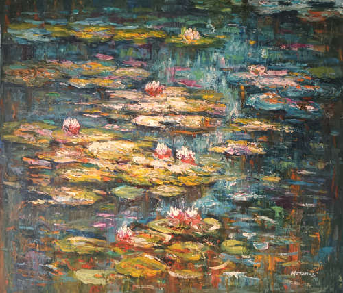 lily pond floral oil painting