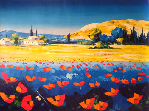 modern colourful landscape oil painting