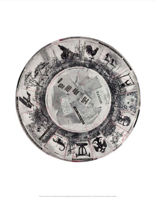 william kentridge  `kaboom` tondo print