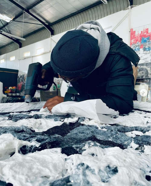 mbongeni buthelezi melted plastic painting