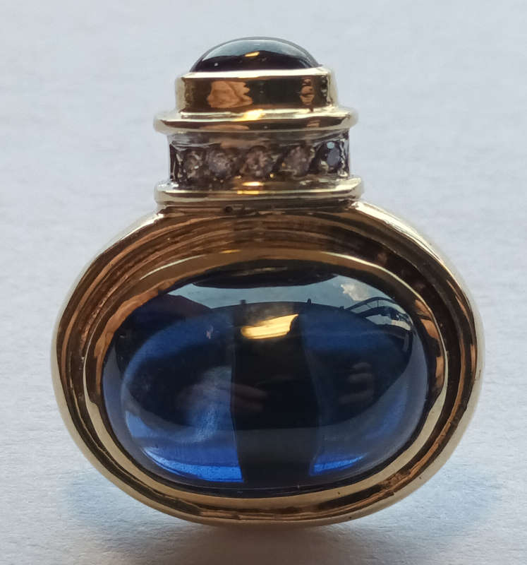 9ct gold earrings with lab sapphire, diamonds & garnet