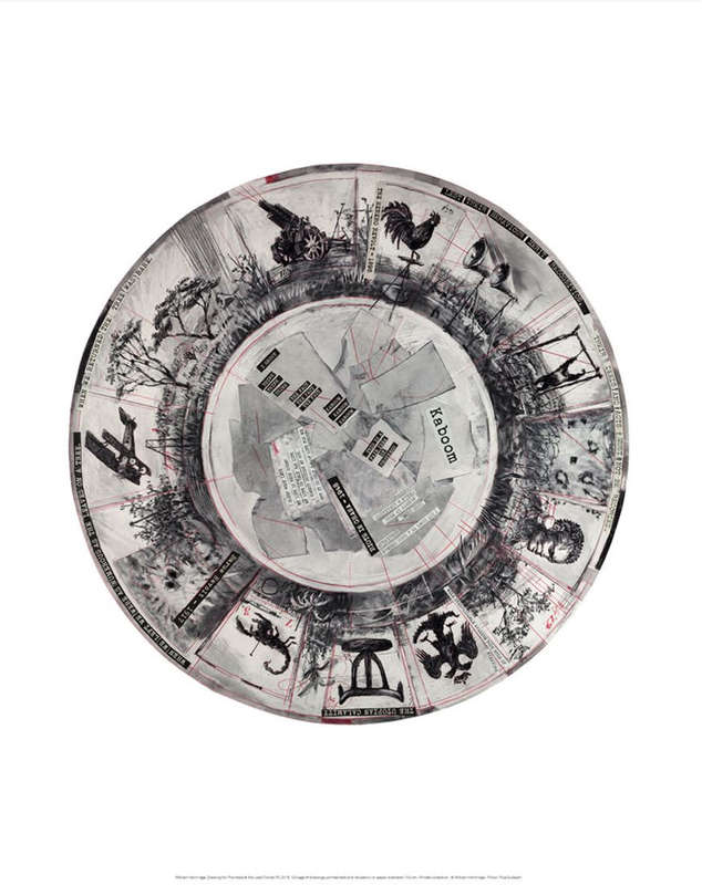 william kentridge  `kaboom` tondo print