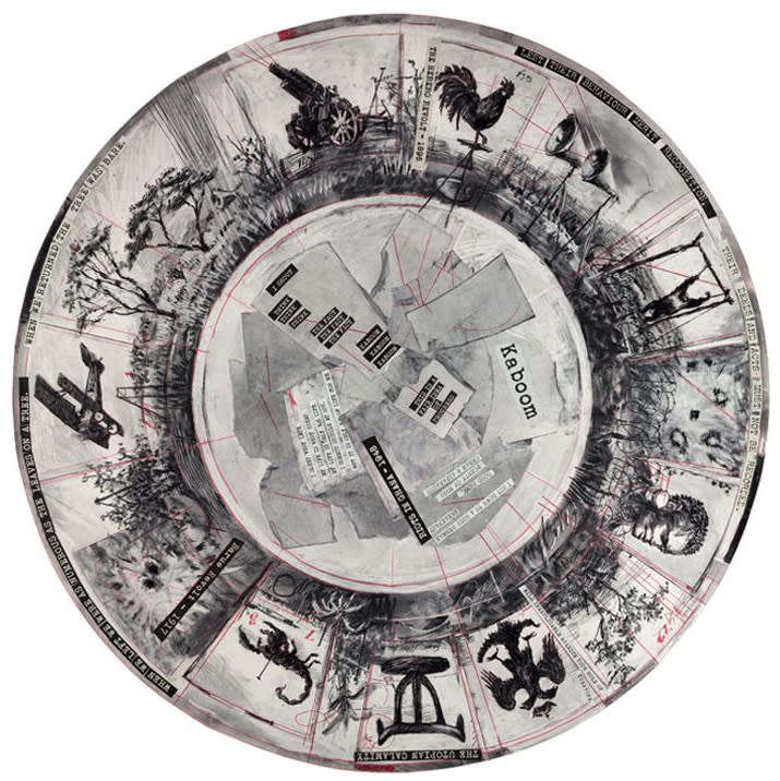 william kentridge  `kaboom` tondo print