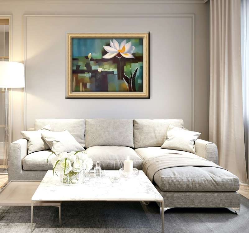 lotus lily floral study oil painting