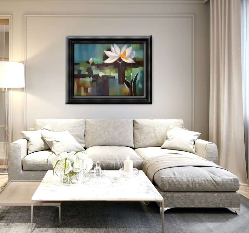 lotus lily floral study oil painting