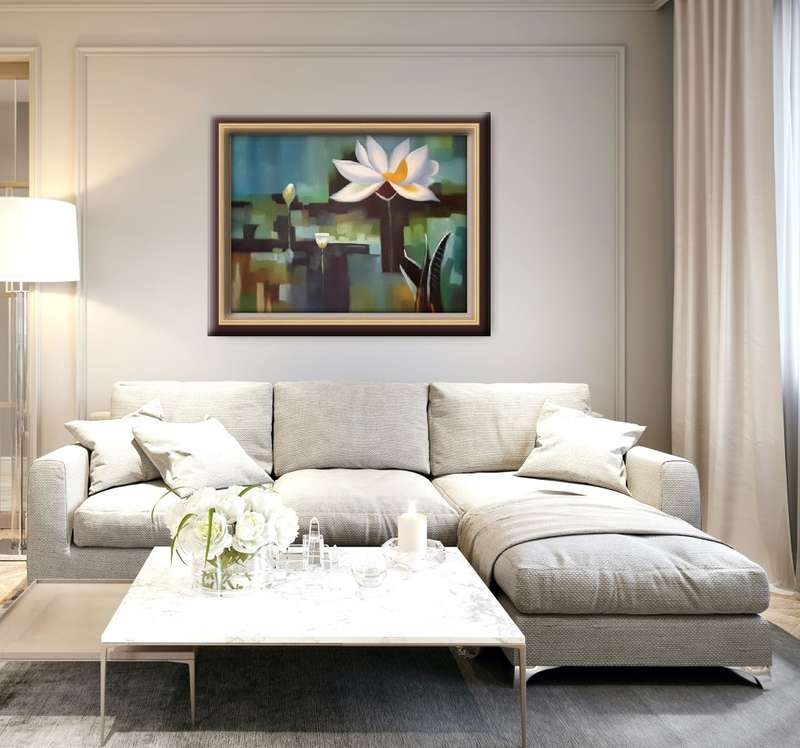 lotus lily floral study oil painting