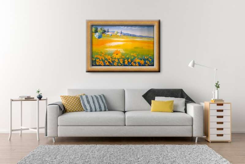modern landscape with sunflowers oil painting